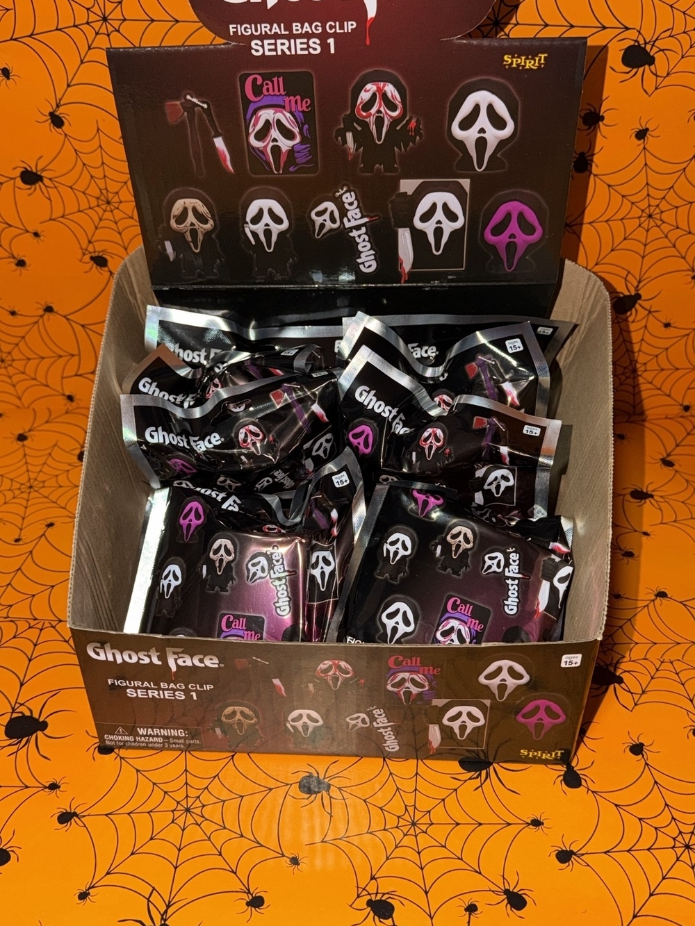 Spirit Ghost Face Figural Bag Clips - Black with White & Pink Accents